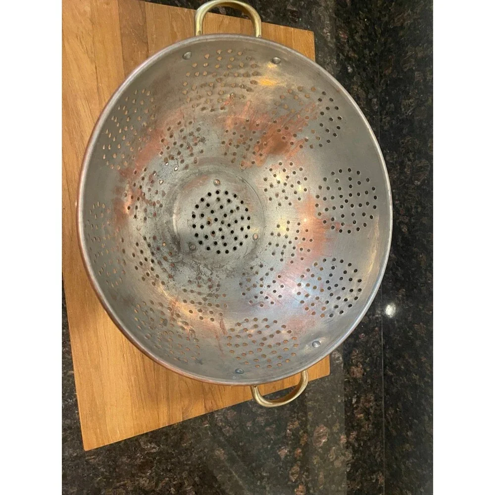 12 inch vintage copper colander